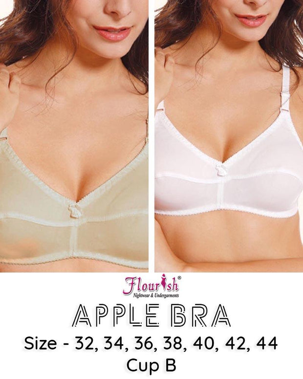 Pack of 3 - Apple Bra - Flourish - Non Padded & Non Wired Cotton Basic Bra