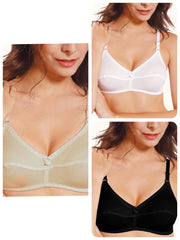 Pack of 3 - Apple Bra - Flourish - Non Padded & Non Wired Cotton Basic Bra