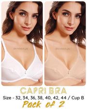 Pack of 2 - Capri Bra - Flourish - Non Padded & Non Wired Basic Cotton Bra