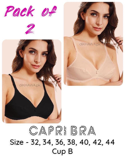 Pack of 2 - Capri Bra - Flourish - Non Padded & Non Wired Basic Cotton Bra