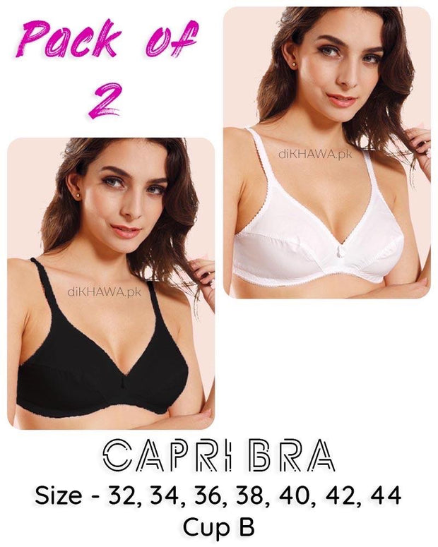 Pack of 2 - Capri Bra - Flourish - Non Padded & Non Wired Basic Cotton Bra