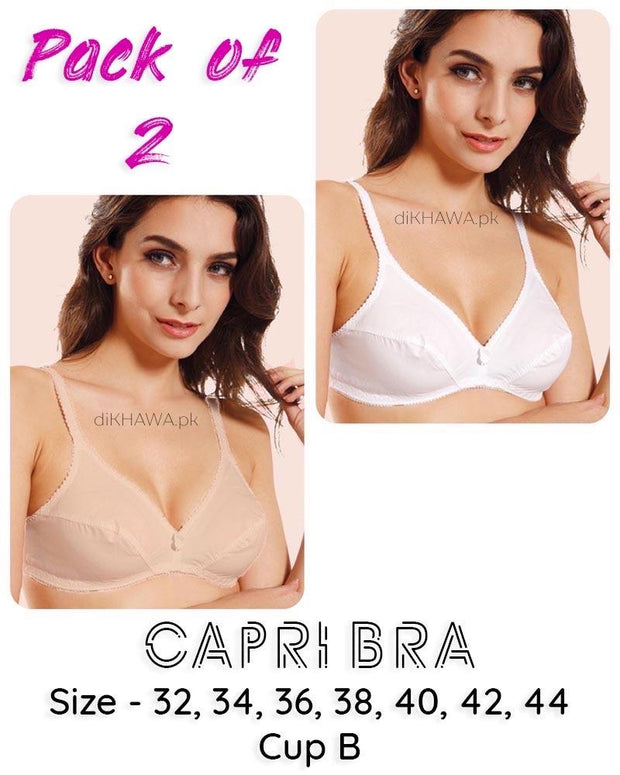 Pack of 2 - Capri Bra - Flourish - Non Padded & Non Wired Basic Cotton Bra