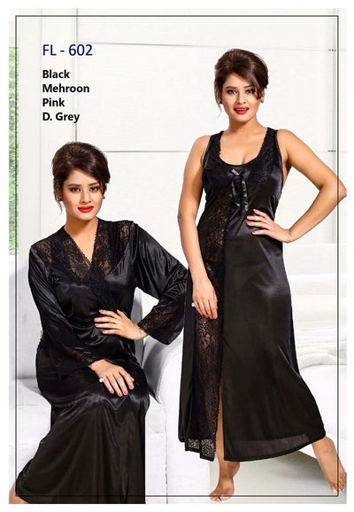2 Pcs FL-602 - Pink Flourish Exclusive Bridal Nighty Set Collection