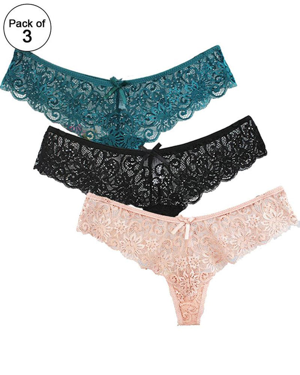 Pack of 3 - Sexy Summer Soft Cotton Net Panty For Ladies