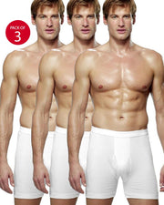 Pack of 3 - LUX Premium Mens Boxers - White Cotton Boxers