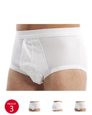 Pack of 3 - LUX Premium Mens Briefs - White Cotton Open Briefs