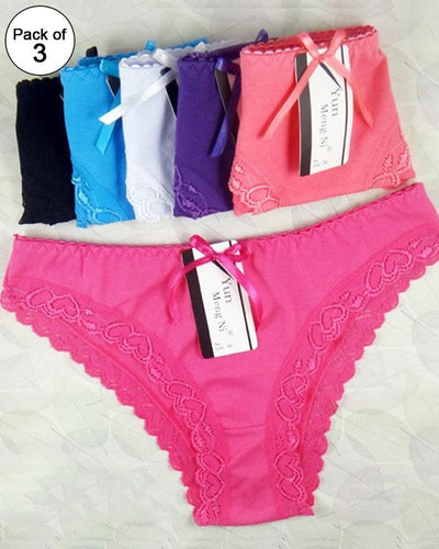 Pack of 3 - Sexy Bridal Cotton Plain Panty For Ladies