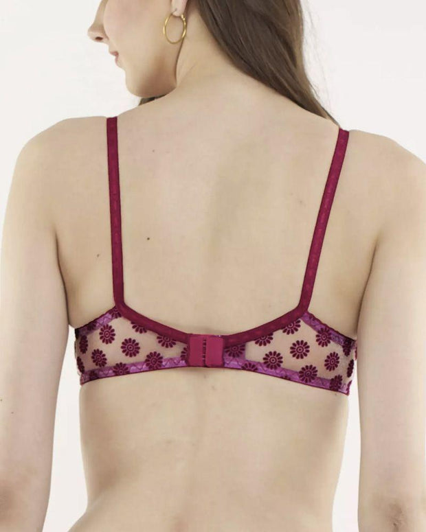 Madam Women's Floral Net Design - Non Padded,Non Wired - Fancy Magenta Bra