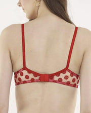 Madam Women's Floral Net Design - Non Padded,Non Wired - Fancy Red Bra