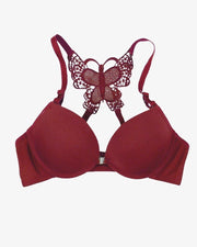 Sexy Butterfly Bra Maroon - Single Padded Under Wired