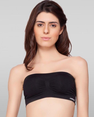 Black Strapless Sports Bra - Soft & Non Padded Bra