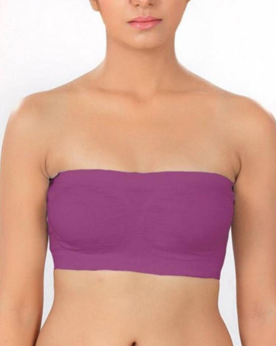 Purple Strapless Sports Bra - Soft & Non Padded Bra