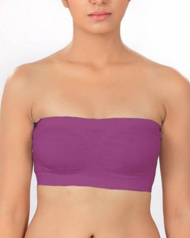 Purple Strapless Sports Bra - Soft & Non Padded Bra