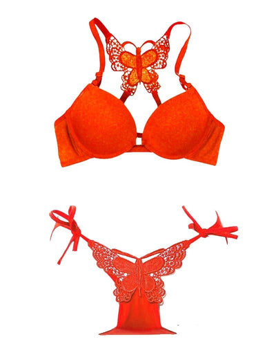 Butterfly Sexy Bra Panty Sets - Orange