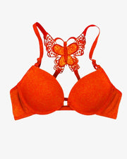 Sexy Butterfly Bra Orange - Single Padded Under Wired