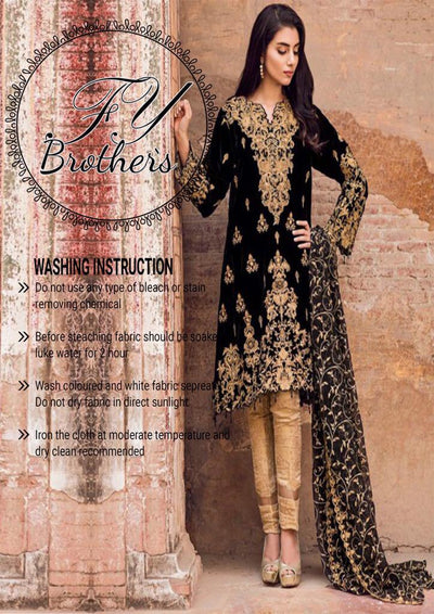 Iznik Velvet Dresses - Embroidered Net Dupatta - Replica - Unstitched