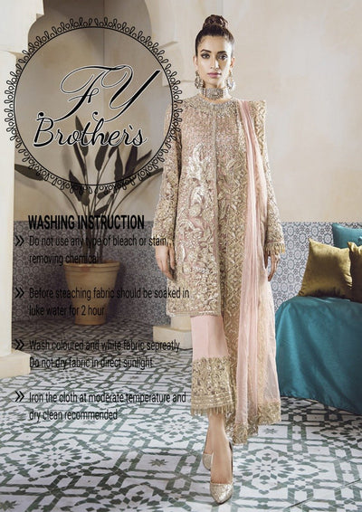 Walima Net Dresses - Embroidered Net Dupatta - Replica - Unstitched