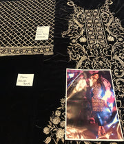 Gulaal Velvet Dresses - Embroidered Net Dupatta - Replica - Unstitched