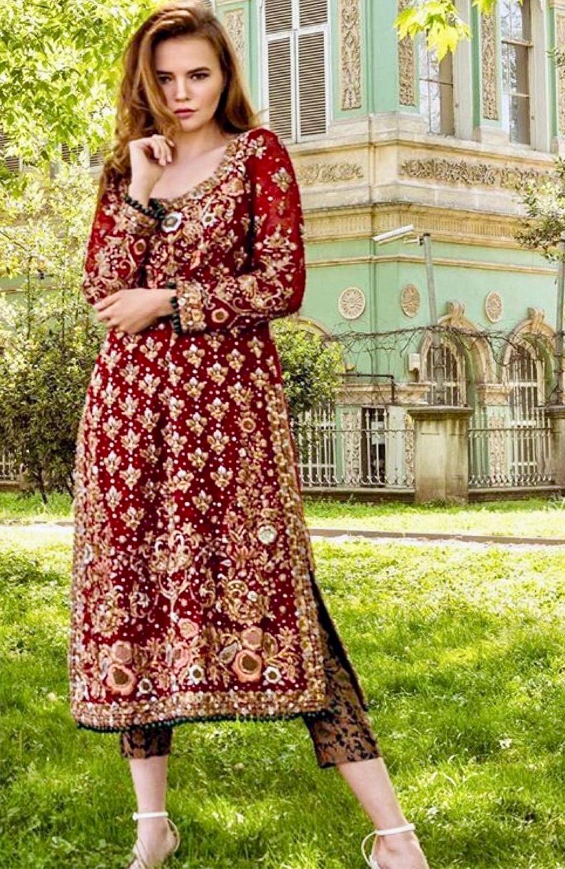 Zainab Chottani Chiffon Dresses Embroidered Chiffon Dupatta