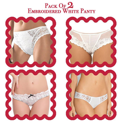 Pack of 2 Embroidered White Panty - Panty - diKHAWA Online Shopping in Pakistan