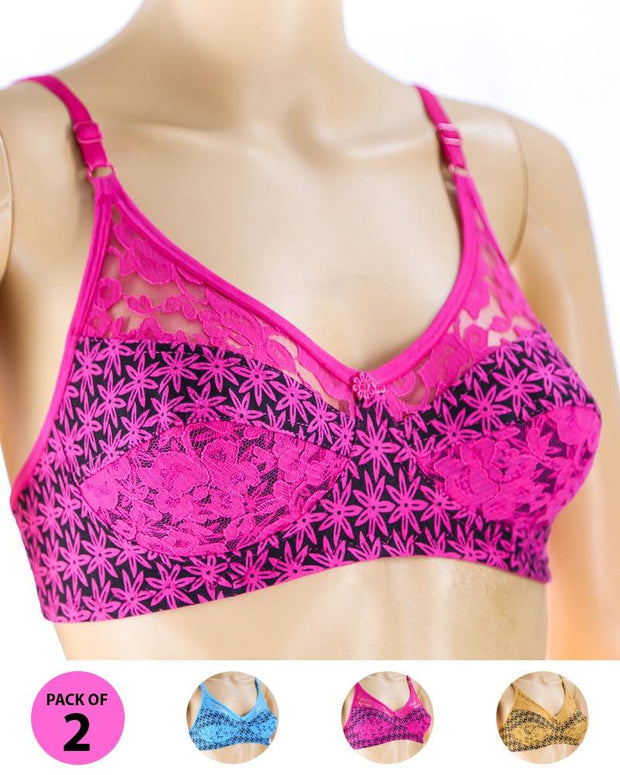 Pack of 2 Madam Bra - N1 - Non Padded Bra - Non Wired Bra