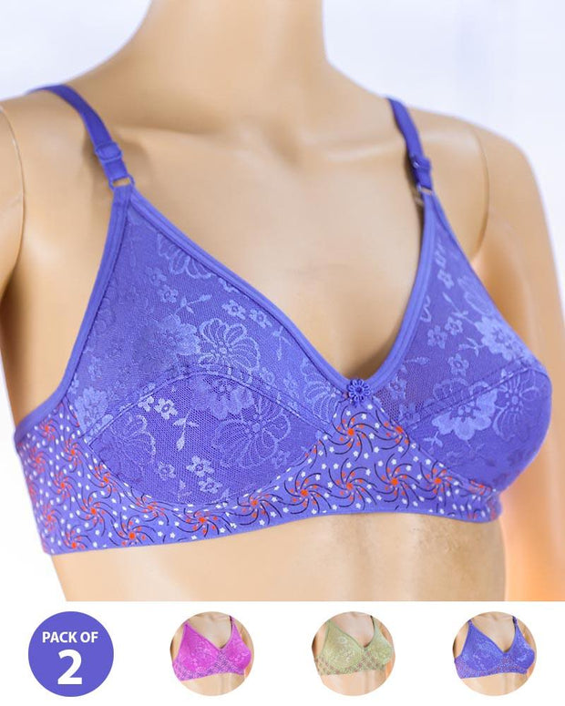 Pack of 2 Madam Bra - K-8238 - Non Padded Bra - Non Wired Bra