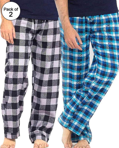 Pack of 2 - Men's Cotton Check Pajama - Cotton Yarn Dyed Flannel Men's Pajama MF-17