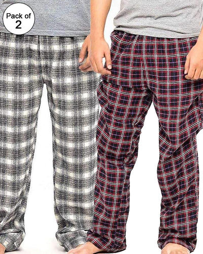 Pack of 2 - Men's Cotton Check Pajama - Cotton Yarn Dyed Flannel Men's Pajama MF-14