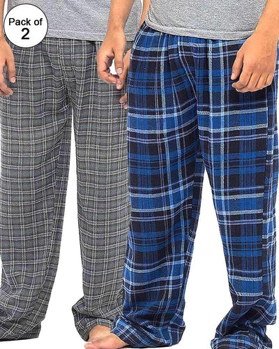 Pack of 2 - Men's Cotton Check Pajama - Cotton Yarn Dyed Flannel Men's Pajama MF-16