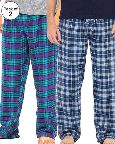 Pack of 2 - Men's Cotton Check Pajama - Cotton Yarn Dyed Flannel Men's Pajama MF-18