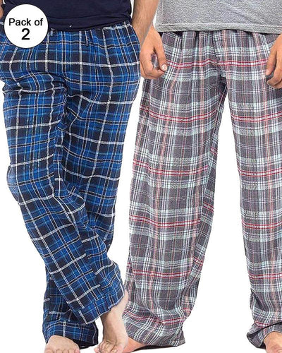 Pack of 2 - Men's Cotton Check Pajama - Cotton Yarn Dyed Flannel Men's Pajama MF-15