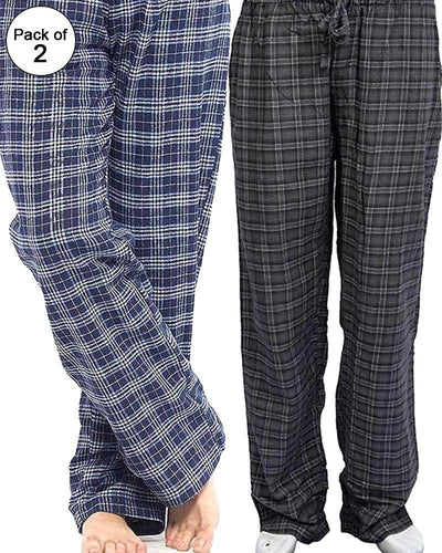 Pack of 2 - Men's Cotton Check Pajama - Cotton Yarn Dyed Flannel Men's Pajama MF-13