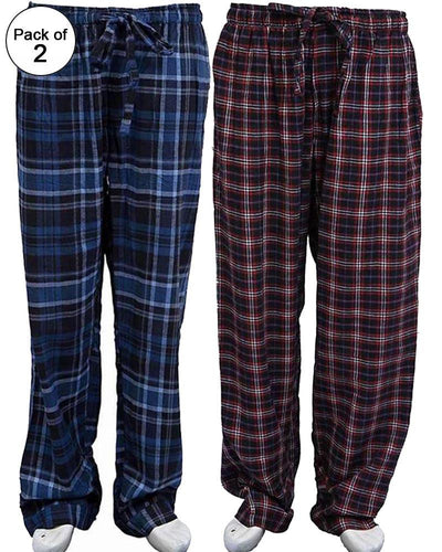 Pack of 2 - Men's Cotton Check Pajama - Cotton Yarn Dyed Flannel Men's Pajama MF-12