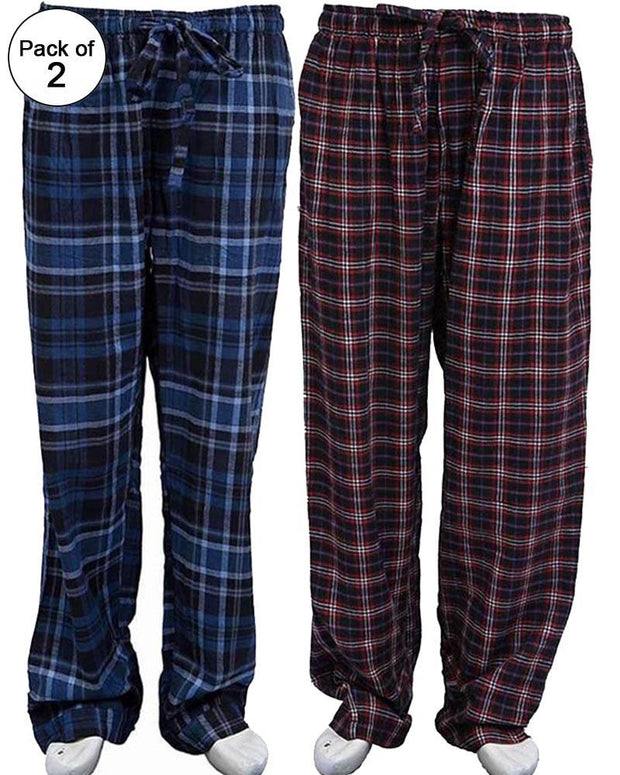 Pack of 2 - Men's Cotton Check Pajama - Cotton Yarn Dyed Flannel Men's Pajama MF-12