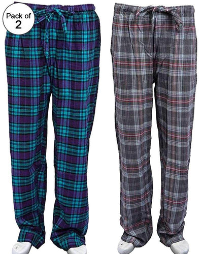 Pack of 2 - Men's Cotton Check Pajama - Cotton Yarn Dyed Flannel Men's Pajama MF-10