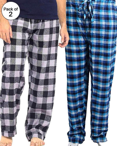 Pack of 2 - Men's Cotton Check Pajama - Cotton Yarn Dyed Flannel Men's Pajama MF-07