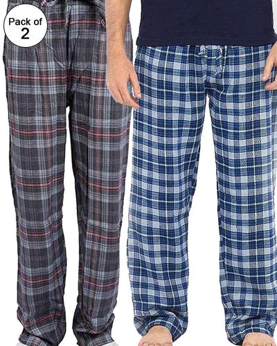 Pack of 2 - Men's Cotton Check Pajama - Cotton Yarn Dyed Flannel Men's Pajama MF-06