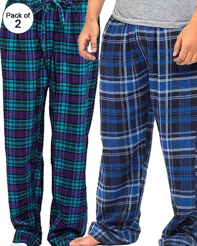 Pack of 2 - Men's Cotton Check Pajama - Cotton Yarn Dyed Flannel Men's Pajama MF-19