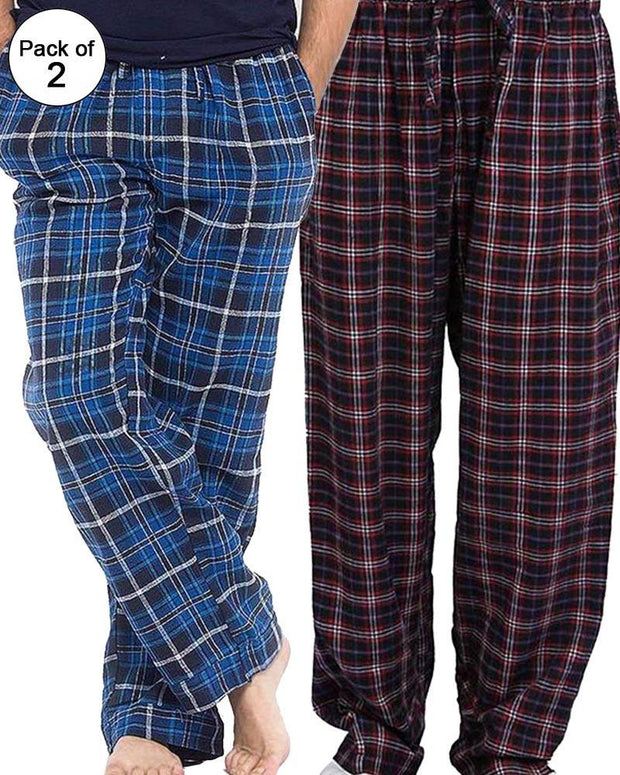 Pack of 2 - Men's Cotton Check Pajama - Cotton Yarn Dyed Flannel Men's Pajama MF-03