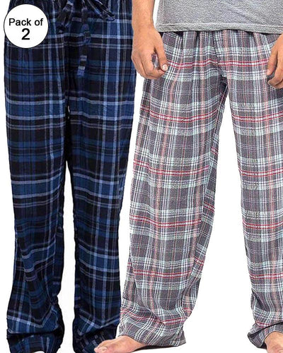 Pack of 2 - Men's Cotton Check Pajama - Cotton Yarn Dyed Flannel Men's Pajama MF-02