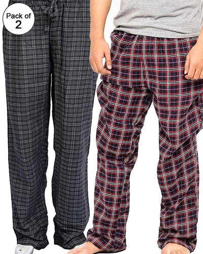 Pack of 2 - Men's Cotton Check Pajama - Cotton Yarn Dyed Flannel Men's Pajama MF-01