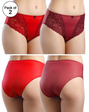 Pack of 2 - Silk Net Panty Soft Cotton - Flourish Mix Colors Soft Cotton Silk Net Panty - 2372