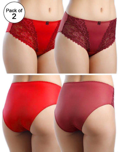 Pack of 2 - Silk Net Panty Soft Cotton - Flourish Mix Colors Soft Cotton Silk Net Panty - 2372
