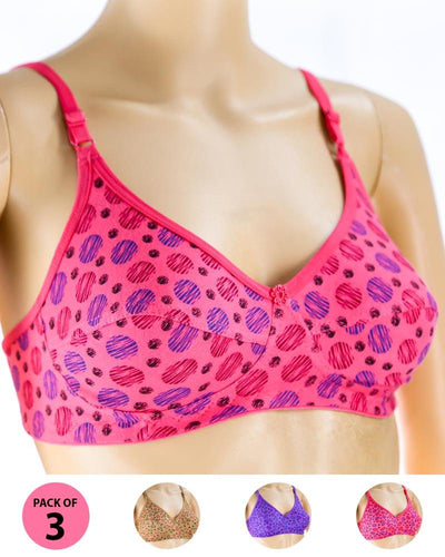 Pack of 3 Madam Bra - i16 - Non Padded Bra - Non Wired Bra