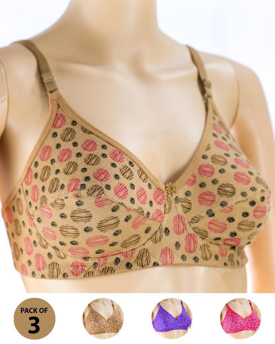 Pack of 3 Madam Bra - i16 - Non Padded Bra - Non Wired Bra