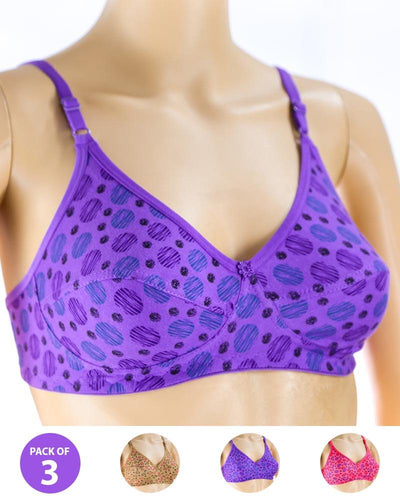 Pack of 3 Madam Bra - i16 - Non Padded Bra - Non Wired Bra