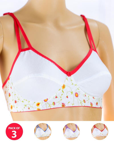 Pack of 3 Madam Bra - i18 - Non Padded Bra - Non Wired Bra