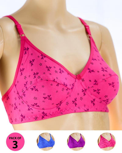 Pack of 3 Madam Bra - i21 - Non Padded Bra - Non Wired Bra