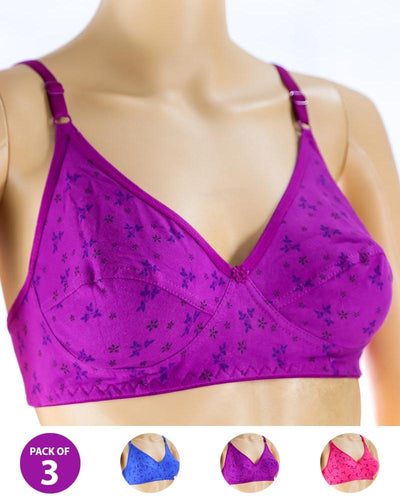 Pack of 3 Madam Bra - i21 - Non Padded Bra - Non Wired Bra