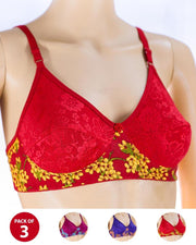 Pack of 3 Madam Bra - K-12267 - Non Padded Bra - Non Wired Bra